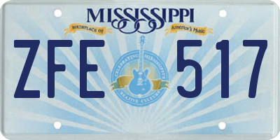 MS license plate ZFE517