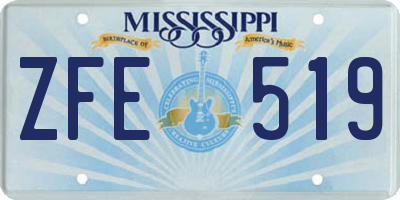 MS license plate ZFE519