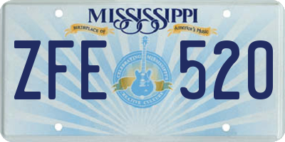 MS license plate ZFE520