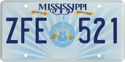 MS license plate ZFE521