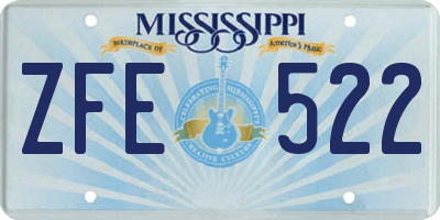 MS license plate ZFE522
