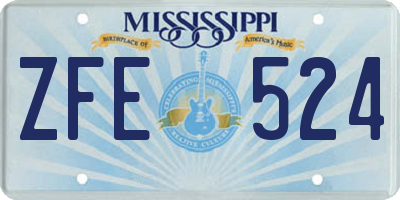 MS license plate ZFE524