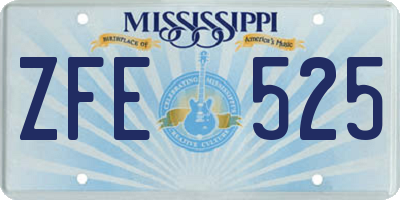 MS license plate ZFE525