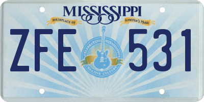 MS license plate ZFE531