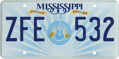 MS license plate ZFE532