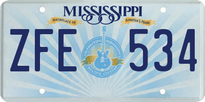MS license plate ZFE534