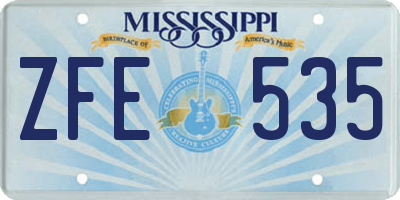 MS license plate ZFE535
