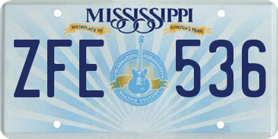 MS license plate ZFE536