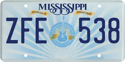 MS license plate ZFE538