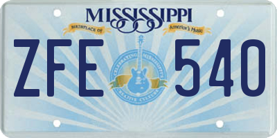 MS license plate ZFE540