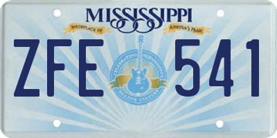 MS license plate ZFE541