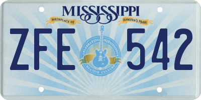 MS license plate ZFE542
