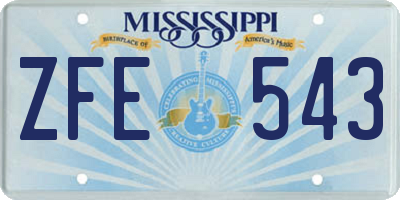 MS license plate ZFE543