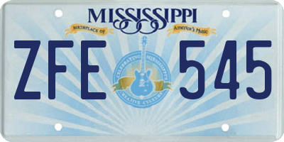 MS license plate ZFE545