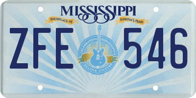 MS license plate ZFE546