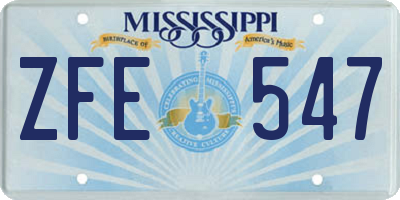 MS license plate ZFE547