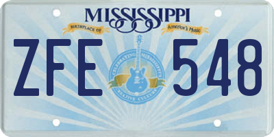 MS license plate ZFE548
