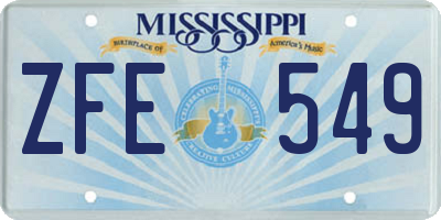 MS license plate ZFE549