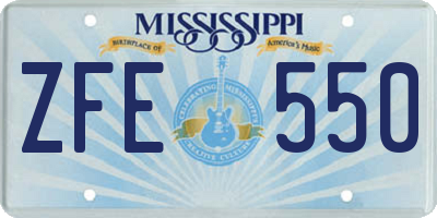 MS license plate ZFE550