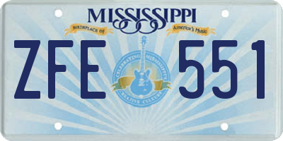 MS license plate ZFE551