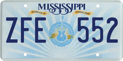 MS license plate ZFE552