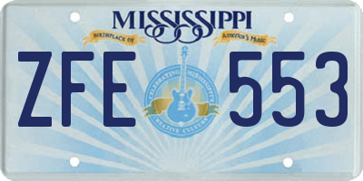 MS license plate ZFE553