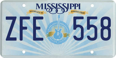 MS license plate ZFE558