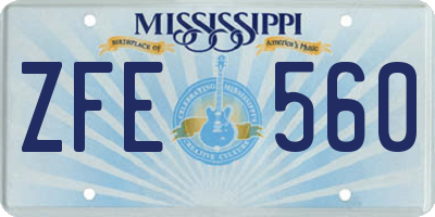 MS license plate ZFE560