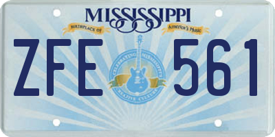 MS license plate ZFE561