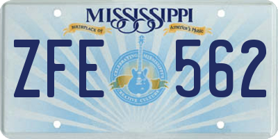 MS license plate ZFE562