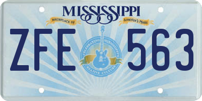 MS license plate ZFE563