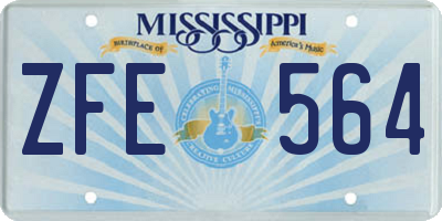 MS license plate ZFE564