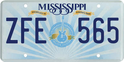 MS license plate ZFE565