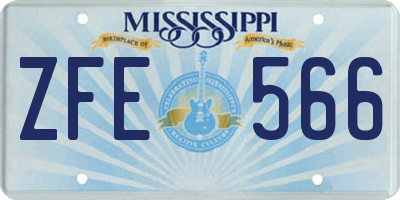 MS license plate ZFE566