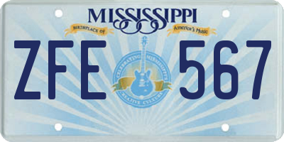 MS license plate ZFE567