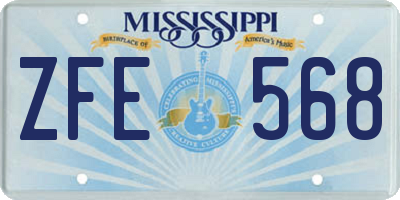 MS license plate ZFE568