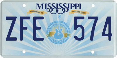 MS license plate ZFE574