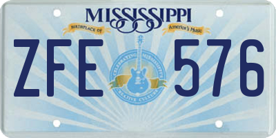 MS license plate ZFE576
