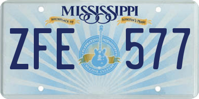 MS license plate ZFE577