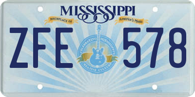MS license plate ZFE578