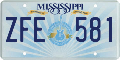 MS license plate ZFE581