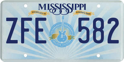 MS license plate ZFE582