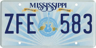 MS license plate ZFE583