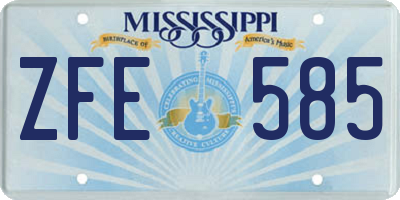 MS license plate ZFE585