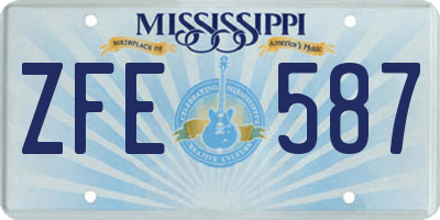 MS license plate ZFE587