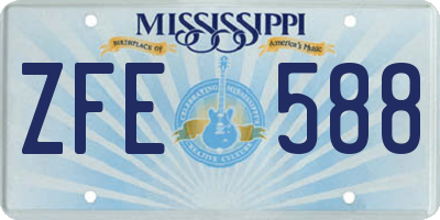 MS license plate ZFE588