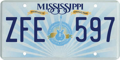 MS license plate ZFE597