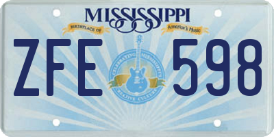 MS license plate ZFE598
