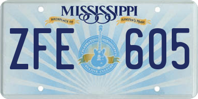 MS license plate ZFE605