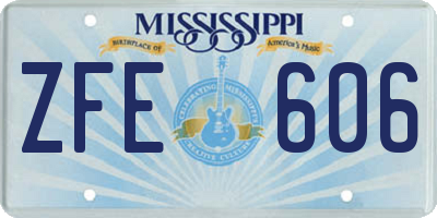 MS license plate ZFE606